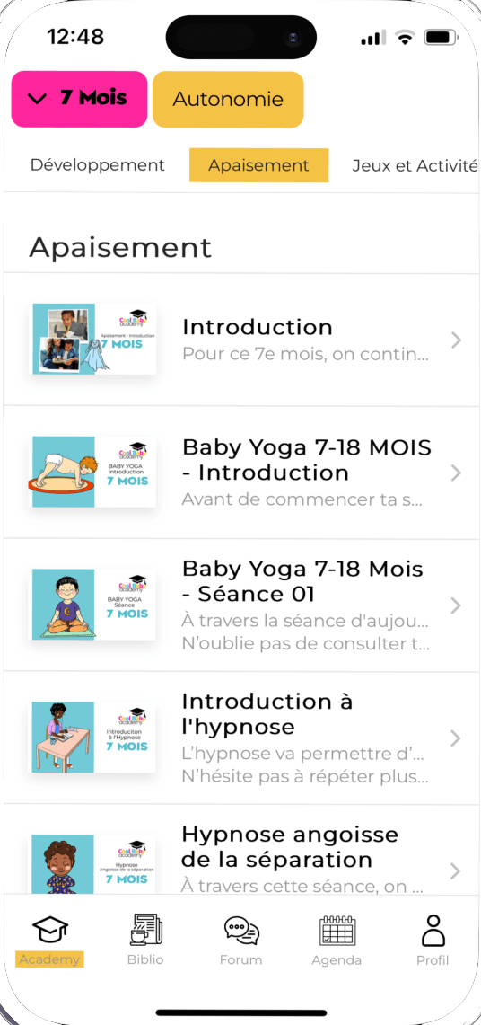 Capture d'écran de l'app Cool Baby Academy